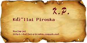 Kállai Piroska névjegykártya